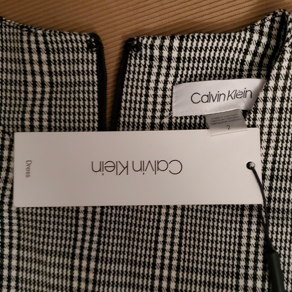 CALVIN KLEIN Ruffled Houndstooth Dress size 2 - Picture 4 of 6